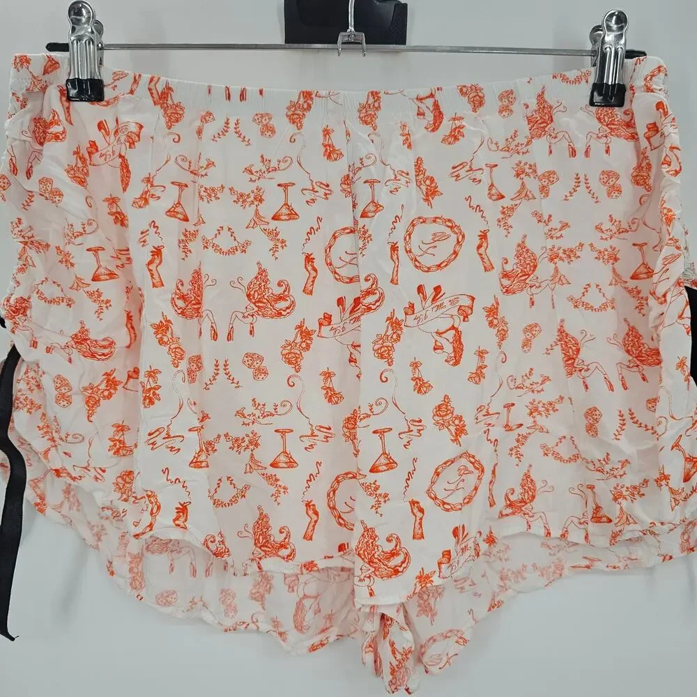 Savage X Fenty Womans size XL Satin Side Ruched Tap Pants Sleep Shorts Orange